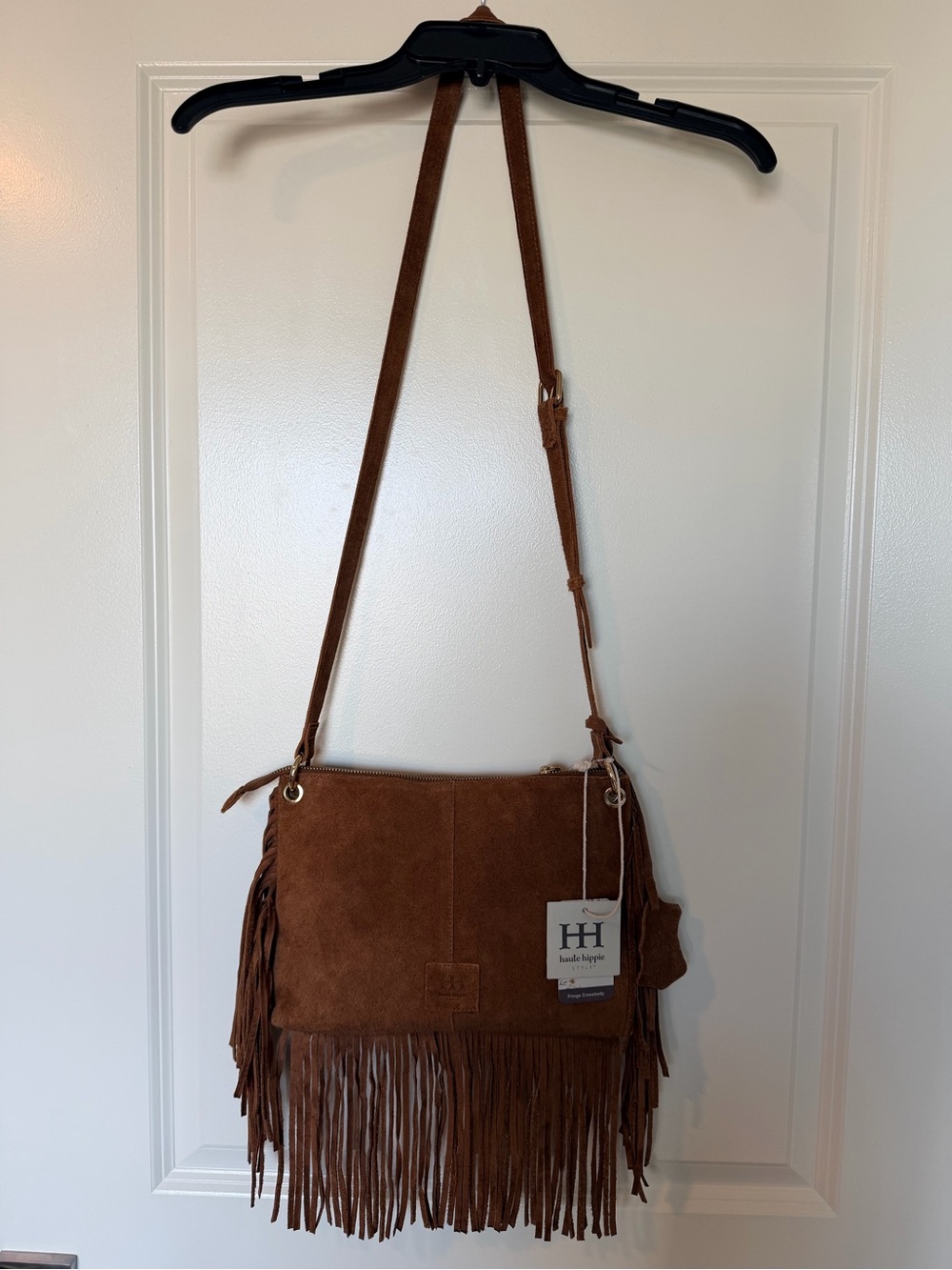 Haute Hippie Suede Fringe Crossbody Bag Brown New With Tags NWT - Picture 2 of 11